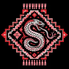 Silver Tongue rug medallion and serpent mark