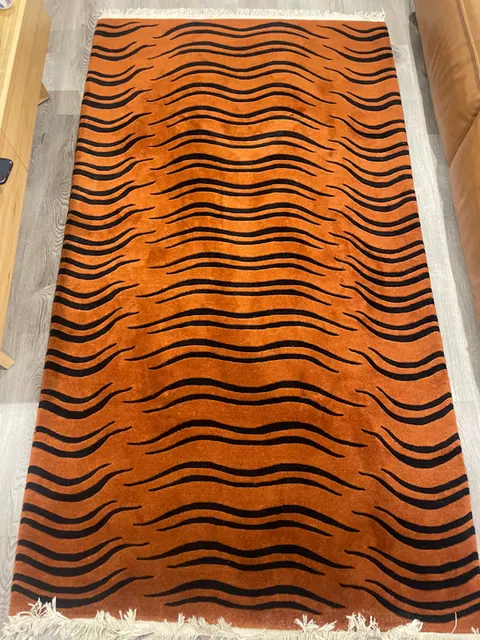 Tibetan hand knotted tiger rug. handknotted by Tibetanrefugee’s, 235 x 143 cm
