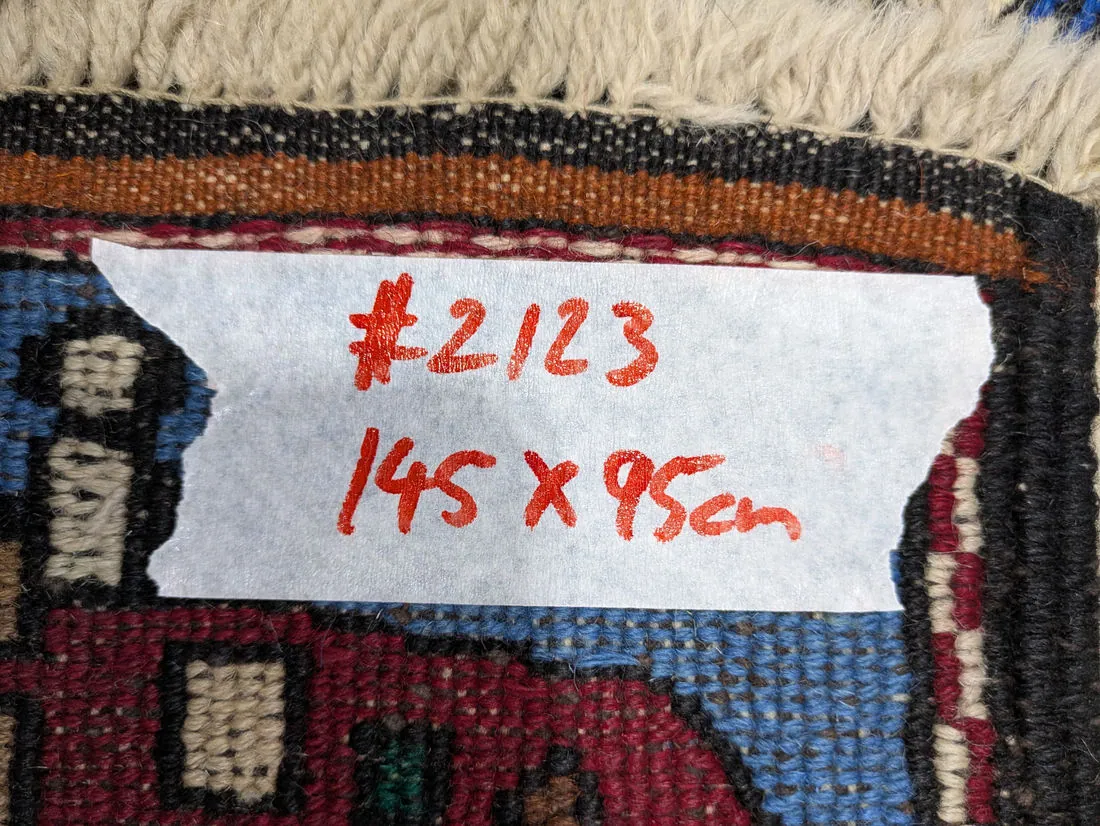 War Rug #2123, 145 x 95 cm, photo 8 of 8, the tag on the back