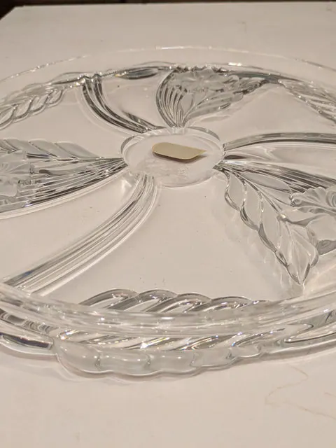 Vintage Walther Glass Floral Crystal Serving Plate, Made in Germany, Original