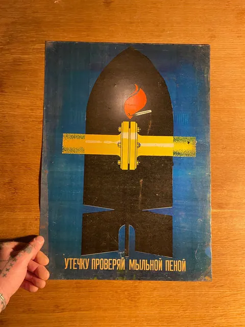 Original Metal Soviet Safety Poster 33x47cm, 33 x 47 cm