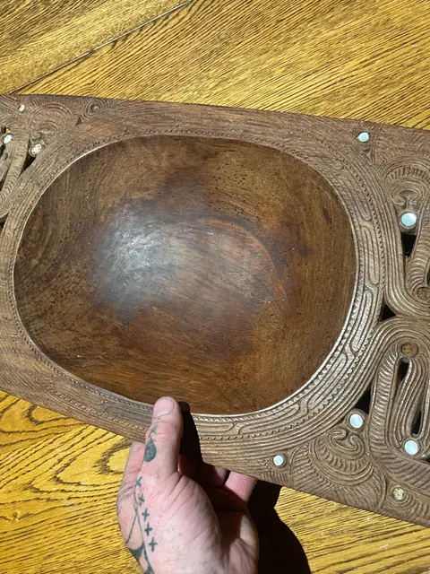 Finely carved antique Tahitian bowl. 1920s