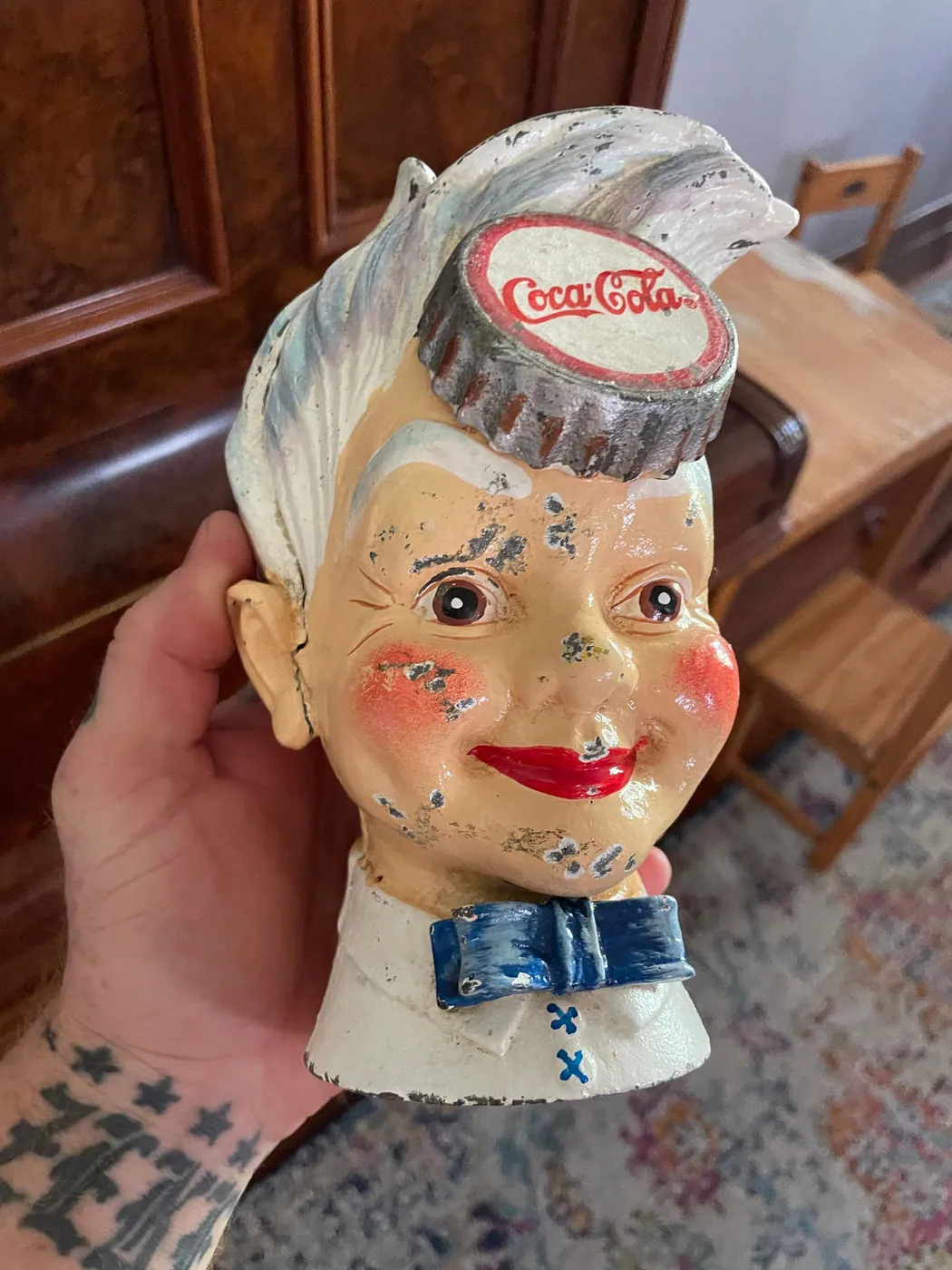 Odd Coca-Cola man, Cast Iron money-box. (Very Heavy), photo 1 of 9