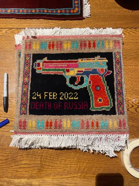 Sold: War Rug #797, 34 x 34 cm