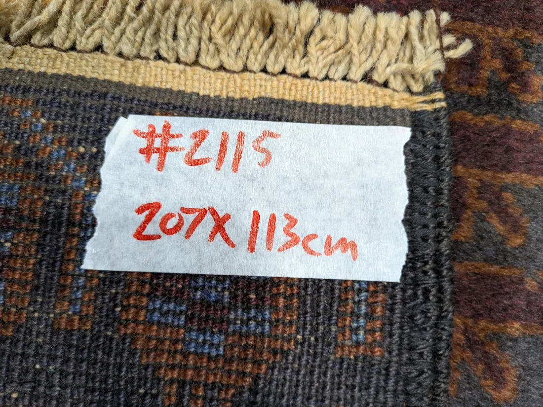 War Rug #2115, 207 x 113 cm, photo 8 of 8, the tag on the back