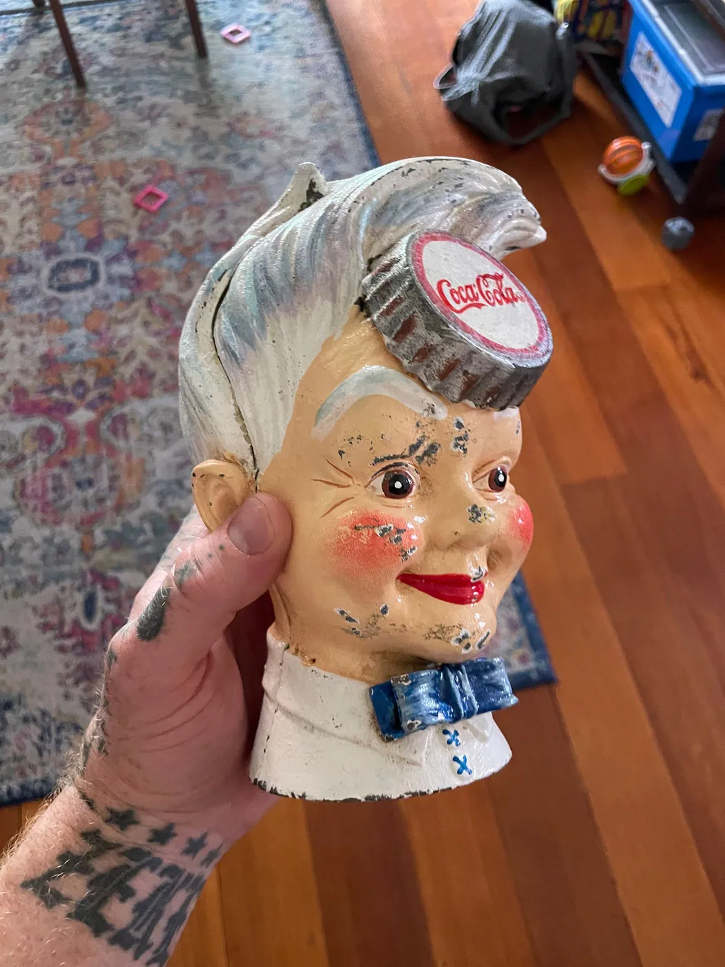 Odd Coca-Cola man, Cast Iron money-box. (Very Heavy), photo 6 of 9