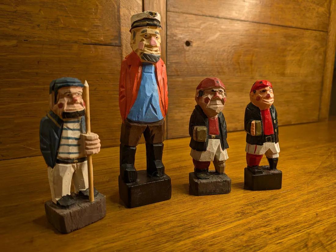 Vintage Hand-Carved Folk Art Figurines, Set of 4 Nautical Characters, photo 2 of 12