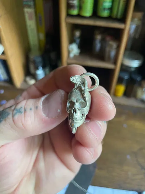 Vintage Skull & Lizard Silver pendant