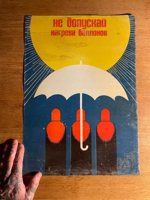 Original Metal Soviet Safety Poster 33x47cm, 33 x 47 cm