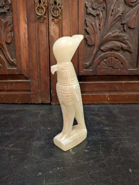 Vintage Carved Stone Bird Figurine, Egyptian Revival Style