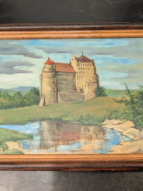 Vintage Ukrainian Oil Painting, Svirzh Castle, USSR Period (c.1960s to 1970s)