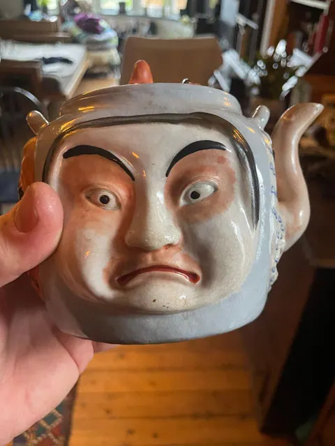 Antique Japanese Multi-Face Character Teapot