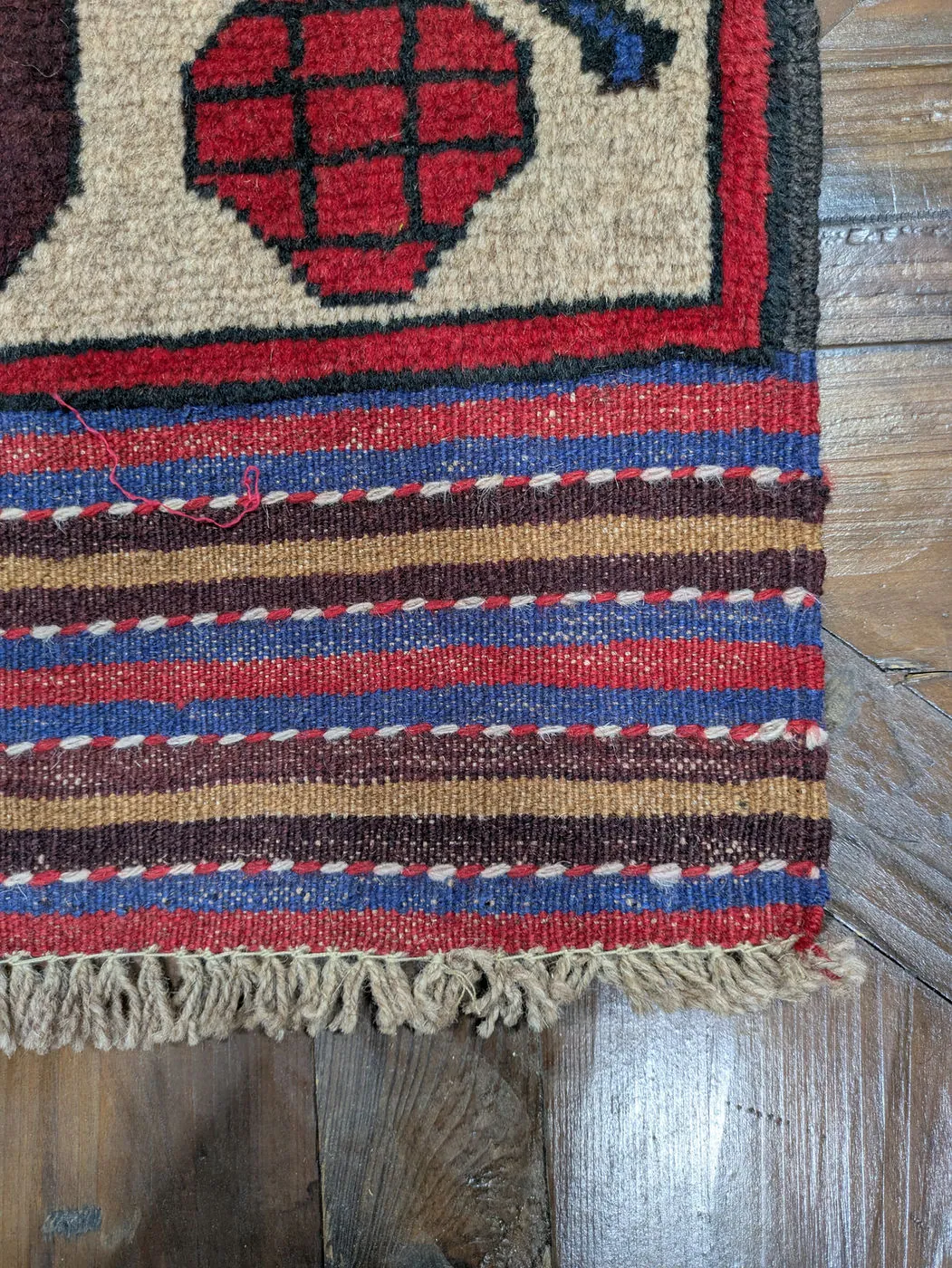 Afghan War Rug #2075: beige, with tanks, helicopters, hand grenades, flags and AFGHAN, 184 x 132 cm, photo 5 of 8