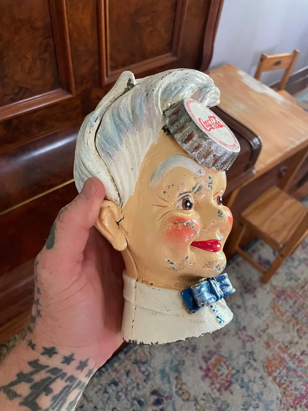 Odd Coca-Cola man, Cast Iron money-box. (Very Heavy), photo 2 of 9