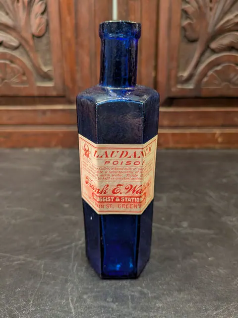 Antique Cobalt Blue Laudanum/Poison Bottle (4), “NOT TO BE TAKEN”, c.1890 to 1910