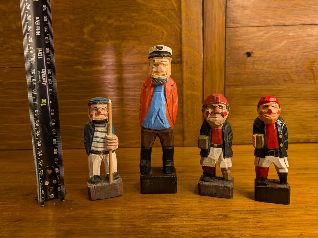 Vintage Hand-Carved Folk Art Figurines, Set of 4 Nautical Characters, photo 12 of 12