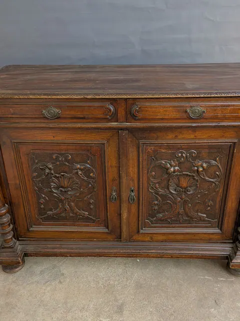 Carved Timber Sideboard / Cabinet, Vintage