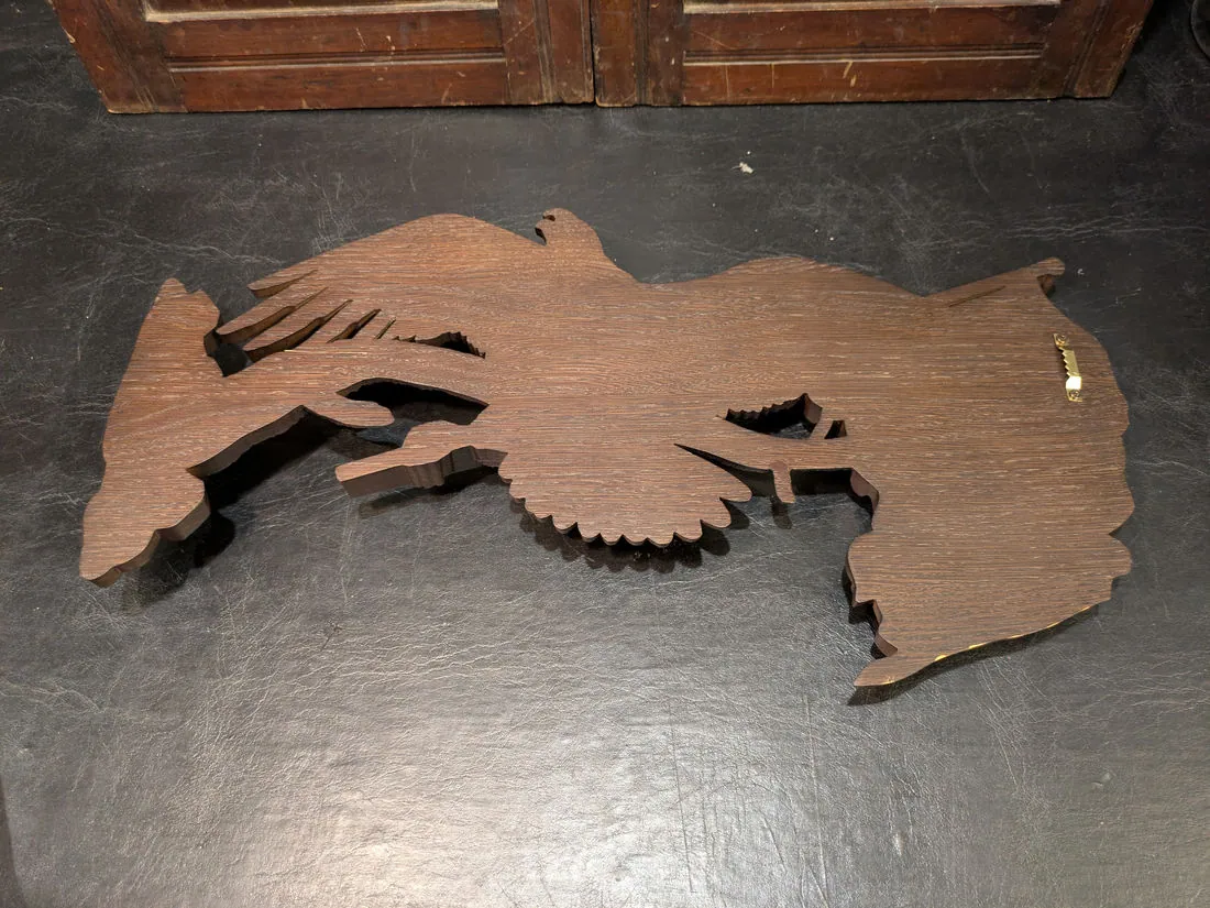 Large Hand-Carved Wooden Eagle & American Flag Wall Plaque, Vintage Americana, photo 8 of 9