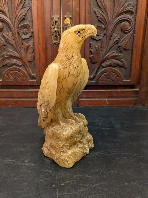 Vintage 10" carved Wax Eagle Candle, Hand-Crafted Decorative Paraffin Sculpture
