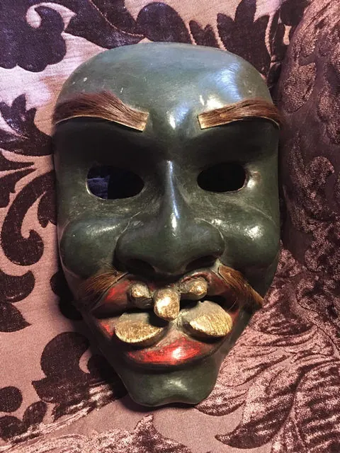 Plaster molded Antique Balinese Mask, 21 x 20 cm
