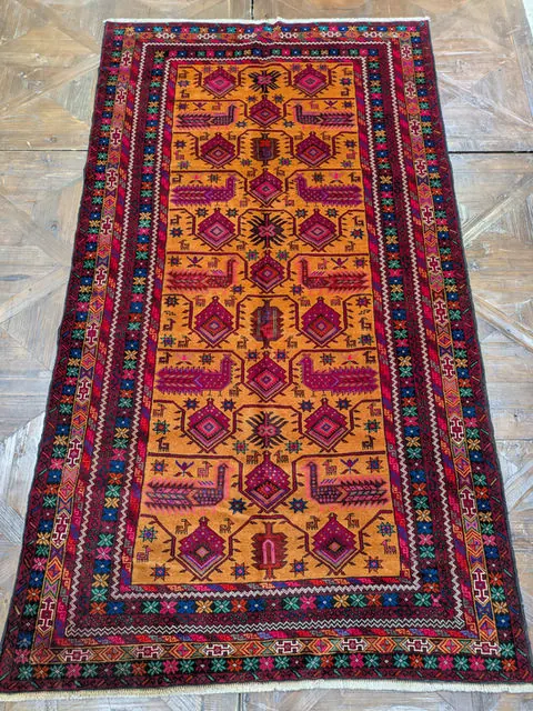 Afghan Rug #2080, 232 x 128 cm