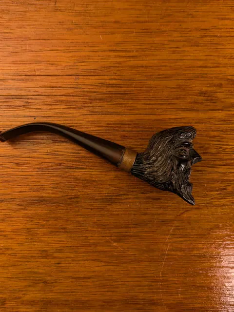 Vintage Hand-Carved Wood Character Pipe, 10cm, Soviet Prison Art