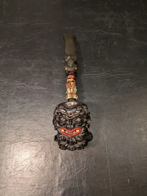 Vintage Carved Demon-Head Smoking Pipe, Soviet Prison Art
