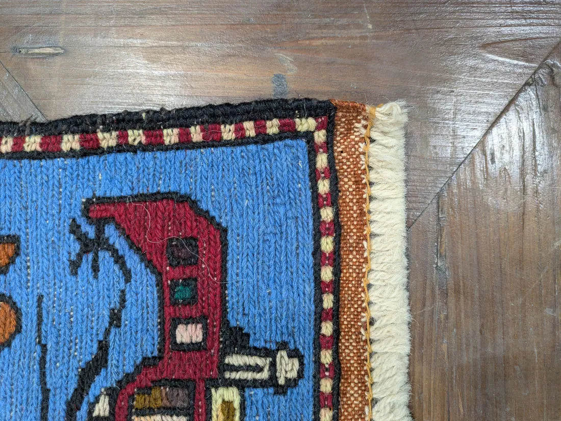 Afghan War Rug #2108: cream, with helicopters, tanks and fighter jets, 143 x 90 cm, photo 4 of 8