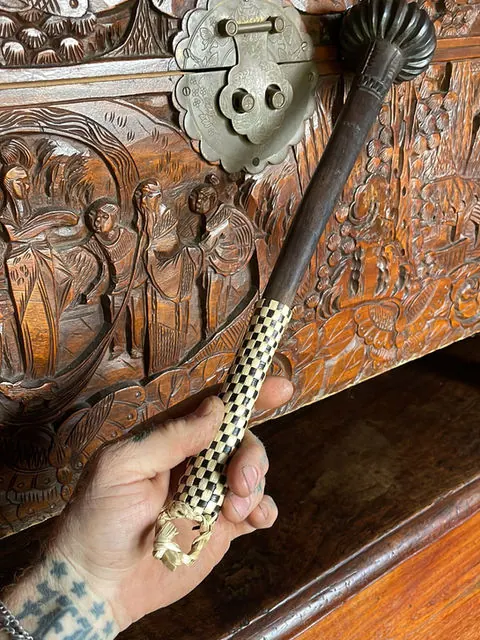 Fiji Island Hand-Carved Ula Throwing War Club, 42cm South Pacific Tribal Weapon