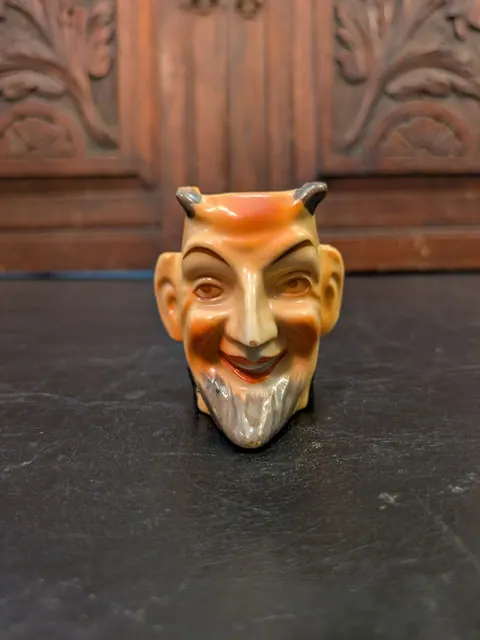 Rare Post-War Japanese Devil / Oni Figural Mug, Hand-Painted Ceramic, c.1940s