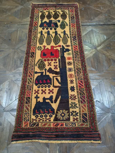 Sold: War Rug #2091, 213 x 80 cm