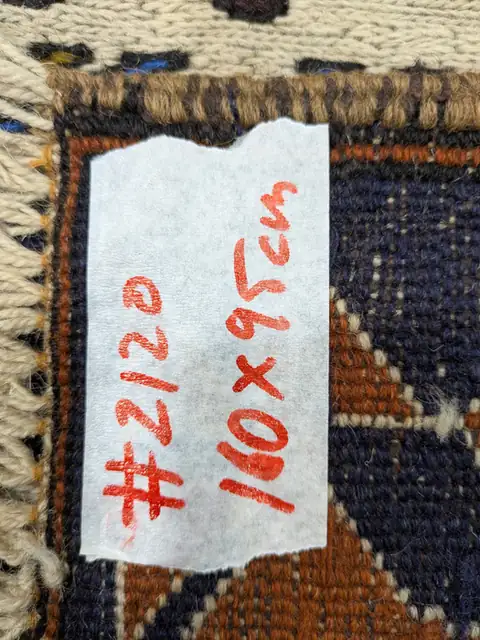 The back of rug 2120 with its size tag